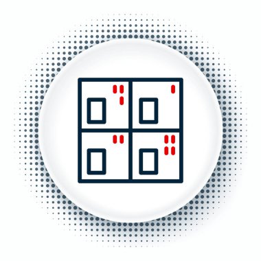 Beyaz arkaplanda izole edilmiş element simgesinin çizgi periyodik tablosu. Renkli taslak konsepti. Vektör