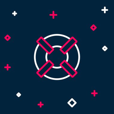 Hat Lifebuoy simgesi mavi arkaplanda izole edildi. Can simidi sembolü. Renkli taslak konsepti. Vektör