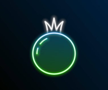 Parlayan neon çizgisi domates simgesi siyah arkaplanda izole edildi. Renkli taslak konsepti. Vektör