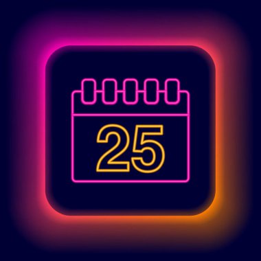 Parlayan neon çizgisi takvim simgesi siyah arkaplanda izole edildi. Olay hatırlatma sembolü. Renkli taslak konsepti. Vektör