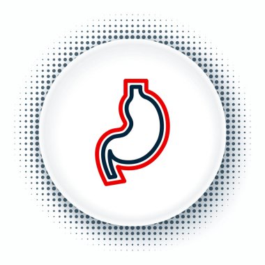 Beyaz arka planda izole edilmiş çizgi insan mide ikonu. Renkli taslak konsepti. Vektör