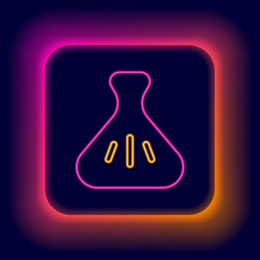 Parlayan neon hattı Dumpling simgesi siyah arkaplanda izole edildi. Geleneksel Çin yemeği. Renkli taslak konsepti. Vektör