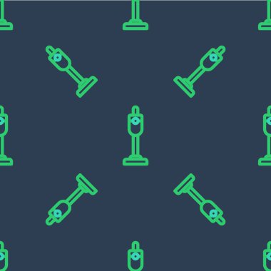 Elektrik süpürgesi ikonu mavi arka planda izole edilmiş. Vektör