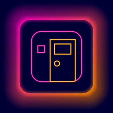 Parlayan neon çizgisi okul sınıfı simgesi siyah arka planda izole edildi. Okul konseptine geri dönelim. Renkli taslak konsepti. Vektör