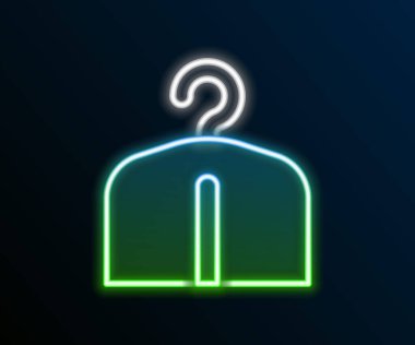 Parlayan neon hattı elbise askısı simgesi siyah arkaplanda izole edildi. Vestiyer ikonu. Kıyafet servis sembolü. Çamaşır askı tabelası. Renkli taslak konsepti. Vektör