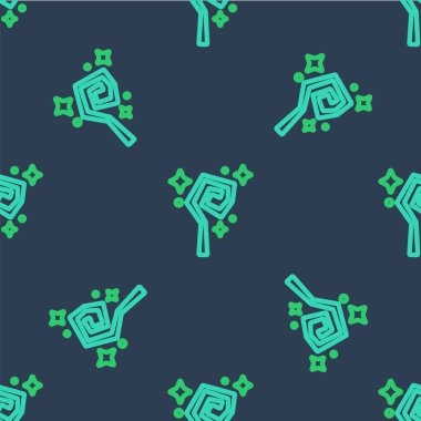 Çizgi Sihirbazı simgesi mavi arkaplanda izole edilmiş kusursuz desen. Sihirli değnek, asa, değnek, değnek. Vektör