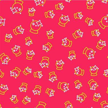 Çizgi Sihirli Top simgesi kırmızı arkaplanda izole edilmiş pürüzsüz desen. Kristal küre. Vektör