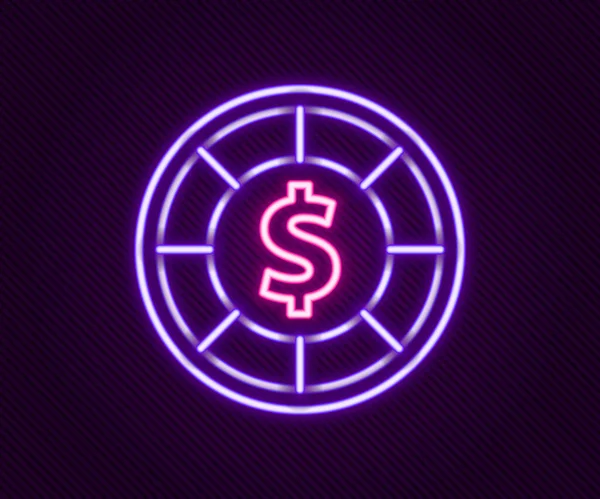 Glödande neon line Kasino marker ikon isolerad på svart bakgrund. Kasinospel. Färgstarkt skisskoncept. Vektor — Stock vektor