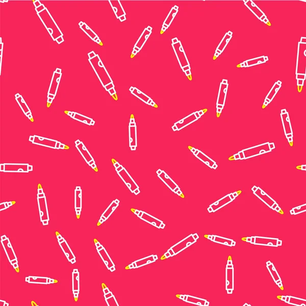 Satır İşaretleyici kalem simgesi kırmızı arkaplanda izole edilmiş. Vektör