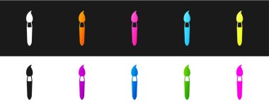 Boya fırçası simgesini siyah ve beyaz arkaplanda izole et. Vektör