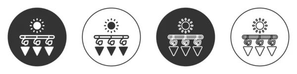 Ikone der schwarzen Trocknung auf weißem Hintergrund. Getrocknete Trauben. Kreis-Taste. Vektor — Stockvektor