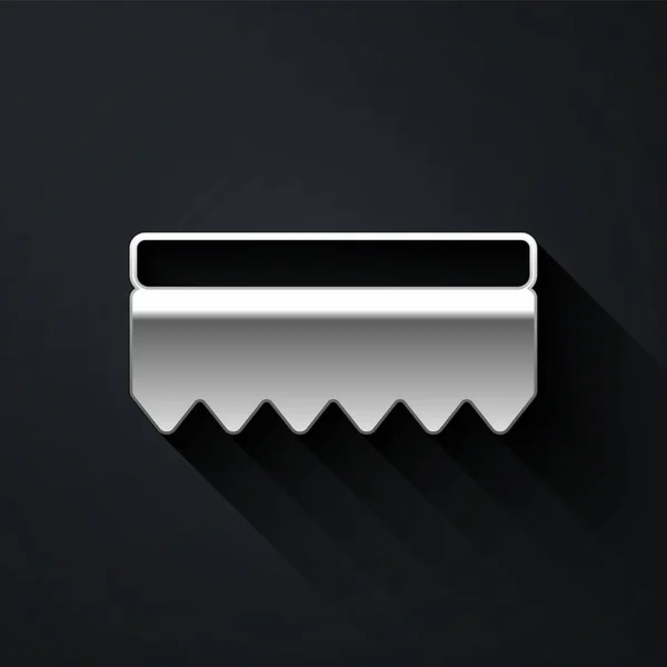 Silver Sponge icoon geïsoleerd op zwarte achtergrond. Wisp van bast voor de afwas. Logo schoonmaakdienst. Lange schaduw stijl. Vector — Stockvector