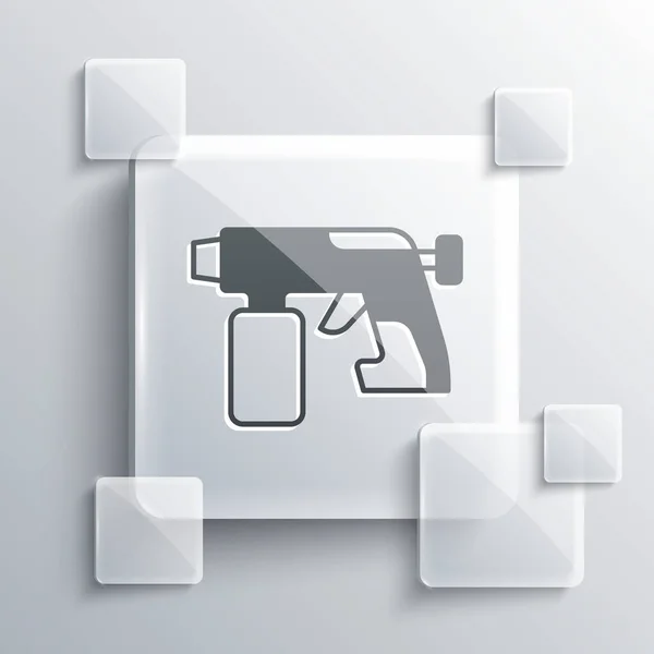 Grå färg spruta pistol ikon isolerad på grå bakgrund. Fyrkantiga glasskivor. Vektor — Stock vektor