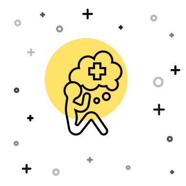 Siyah çizgi beyaz arkaplanda el simgesi oluşturulmasına yardımcı oluyor. Rastgele dinamik şekiller. Vektör