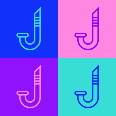 Pop Art Line Snorkel simgesi renk arkaplanında izole edildi. Su altı ekipmanları. Vektör