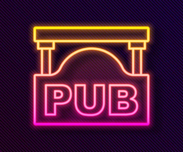 Siyah arkaplanda izole edilmiş barın simgesi olan parlak neon çizgi sokak tabelası. Reklamlar için uygun bar, kafe, restoran. Vektör — Stok Vektör