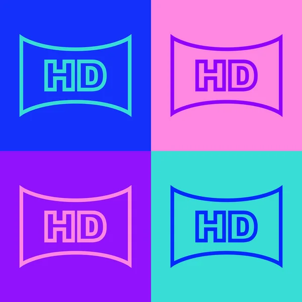 Поп-арту лінія Hd фільм, стрічка, піктограма рамки ізольовані на кольоровому фоні. Векторні — стоковий вектор
