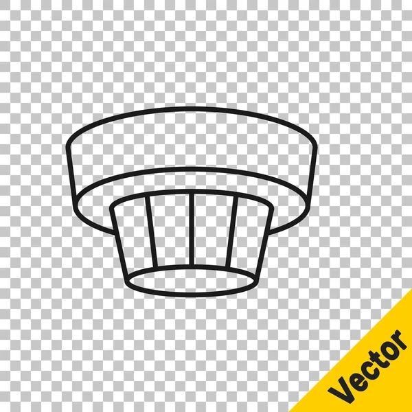 Black line Smoke alarm system icon isolated on transparent background. Smoke detector. Vector — Stock Vector