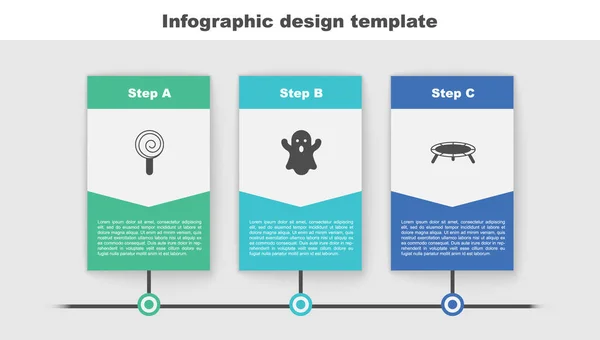 Zet Lollipop, Ghost en Jumping trampoline. Bedrijfsinfographic sjabloon. Vector — Stockvector