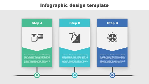 Fogantyú detonátor, csákány és vödör kerék kotró. Üzleti infografikai sablon. Vektor — Stock Vector