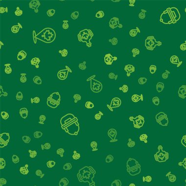 Kanadalı akçaağaç yaprağı, hokey kaskı ve bir şişe şurubu dikişsiz desen üzerine yerleştir. Vektör