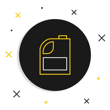 Motor makine yağı simgesi için çizgi kutusu beyaz arkaplanda izole edildi. Benzin bidonu. Yağ değiştirme ve onarım servisi. Motor yağı işareti. Renkli taslak konsepti. Vektör