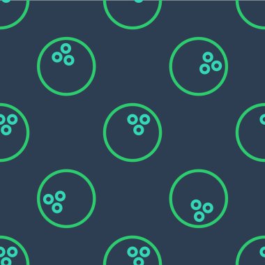 Çizgi bovling topu simgesi mavi arkaplanda izole edilmiş. Spor malzemeleri. Vektör