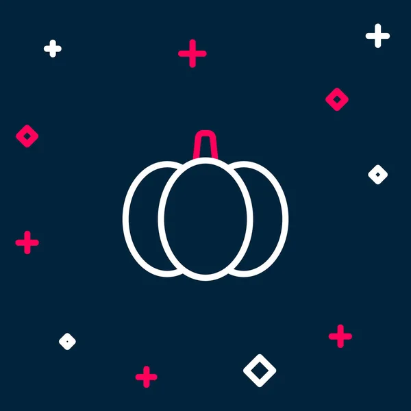 Line Pumpkin ikon isolerad på blå bakgrund. Glad halloweenfest. Färgstarkt skisskoncept. Vektor — Stock vektor