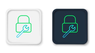 Hat Kilidi onarım simgesi beyaz arkaplanda izole edildi. Asma kilit işareti. Güvenlik, güvenlik, koruma, gizlilik kavramı. Renkli taslak konsepti. Vektör.