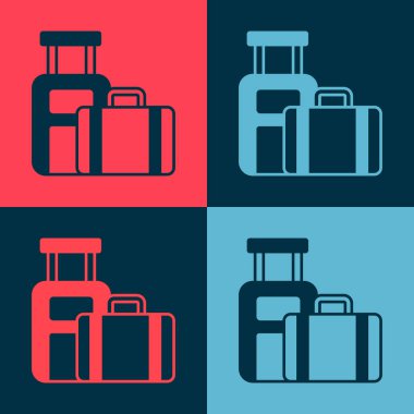 Seyahat simgesi için Pop Art Bavulu renk arkaplanında izole edildi. Seyahat bagaj tabelası. Seyahat bagaj ikonu. Vektör.