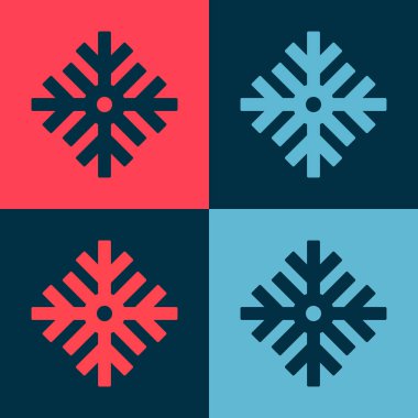 Pop Art Snowflake simgesi renk arkaplanında izole edildi. Mutlu Noeller ve mutlu yıllar. Vektör.