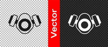 Şeffaf arkaplanda siyah gaz maskesi simgesi izole edildi. Solunum cihazı işareti. Vektör.