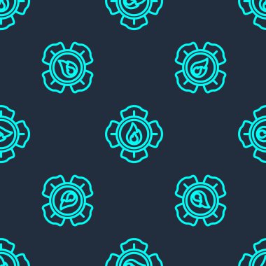 Yeşil çizgi itfaiye ikonu mavi arka planda pürüzsüz desen izole etti. Vektör.