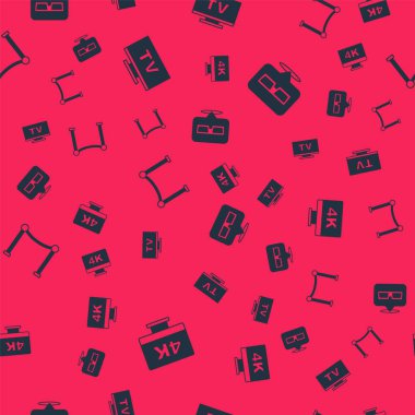 Ekran TV 'yi 4k Smart Tv bariyeriyle ve 3D sinema gözlükleriyle kusursuz desenlere ayarlayın. Vektör.