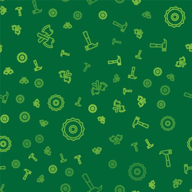 Ahşap balta irküler testere ve çekiç hattını kusursuz bir şekilde ayarlayın. Vektör.