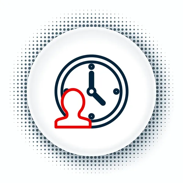 ラインタイム管理アイコンは白の背景に隔離されています 時計とギアのサイン 生産性のシンボル カラフルなアウトラインコンセプト ベクトル — ストックベクタ