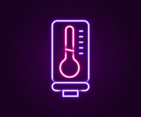 Leuchtendes Neon Line Meteorologie Thermometer Das Hitze Und Kälte Misst — Stockvektor