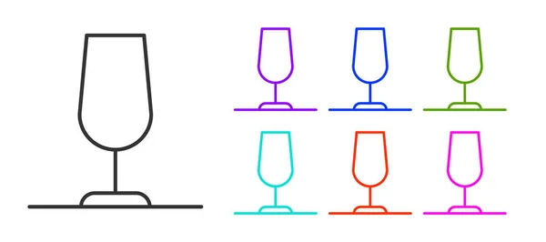 Schwarze Linie Weinglas Symbol Isoliert Auf Weißem Hintergrund Weinglasschild Setzen — Stockvektor