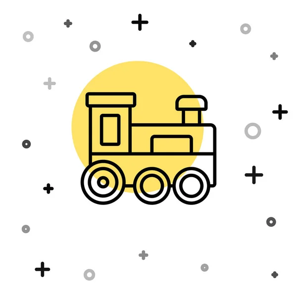 Ligne Noire Toy Train Icône Isolé Sur Fond Blanc Formes — Image vectorielle