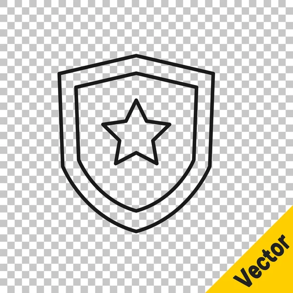 Línea Negra Icono Insignia Policial Aislado Sobre Fondo Transparente Insignia — Vector de stock