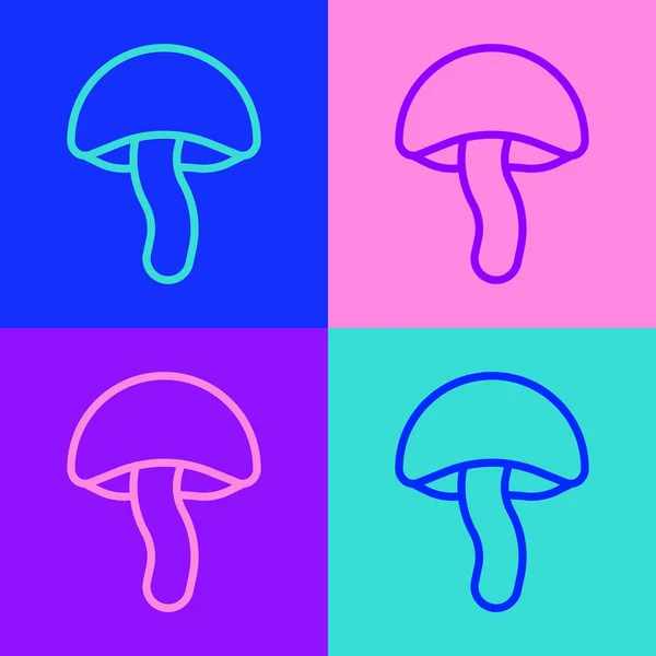 Pop Art Γραμμή Mushroom Εικονίδιο Απομονώνονται Φόντο Χρώμα Διάνυσμα — Διανυσματικό Αρχείο