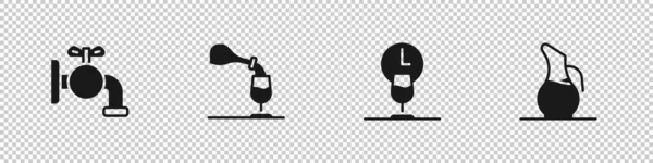 Set Tap Voor Een Vat Wijnproeverij Degustation Tijd Decanter Wijnpictogram — Stockvector