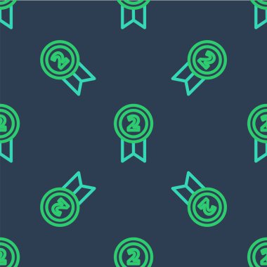 Çizgi Madalyası simgesi mavi arkaplanda izole edilmiş. Kazanan başarı işareti. Ödül madalyası. Vektör