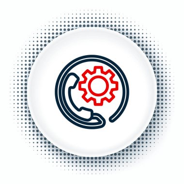 Hat Telefonu, beyaz arkaplanda 24 saatlik destek ikonu izole edildi. Tüm gün müşteri destek merkezi. Tam zamanlı çağrı servisi. Renkli taslak konsepti. Vektör