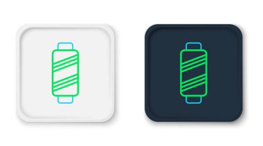 Beyaz arkaplanda izole edilmiş makara simgesine çizgi dikiş ipliği. İplik makarası. İplik kutusu. Renkli taslak konsepti. Vektör