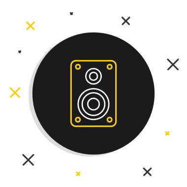 Hat Stereo hoparlörü simgesi beyaz arkaplanda izole edildi. Ses sistemi hoparlörleri. Müzik ikonu. Müzikal sütun hoparlörü. Renkli taslak konsepti. Vektör