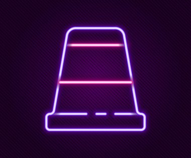 Siyah arkaplanda izole edilmiş ikon dikmek için parlayan neon hattı Thimble. Renkli taslak konsepti. Vektör