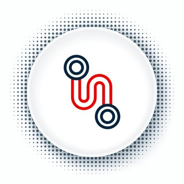 Satır Rotası konumu simgesi beyaz arkaplanda izole edildi. Harita işaretçisi işareti. Yol ya da yol kavramı. GPS navigatörü. Renkli taslak konsepti. Vektör