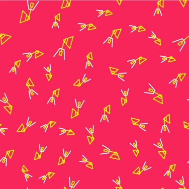 Line Movie spot ışığı simgesi kırmızı arkaplanda izole edilmiş. Işık efekti. Sahne, Stüdyo, Gösteri. Vektör