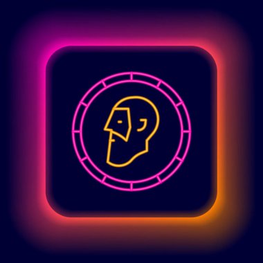 Parlayan neon hattı Eskiler 'in madeni para simgesi siyah arka planda izole edildi. Renkli taslak konsepti. Vektör